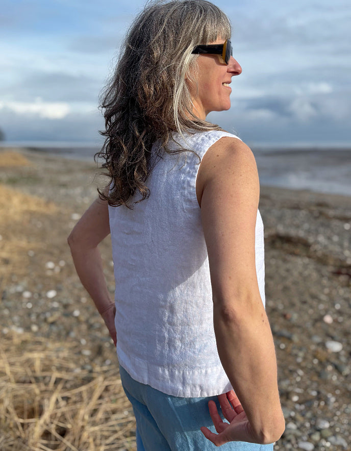 white linen tank top