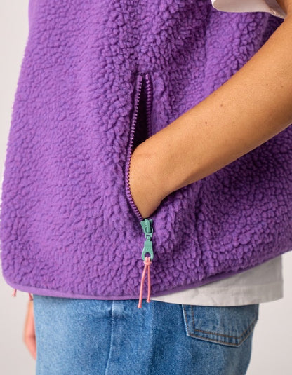 Billy Belt Sherpa Vest in Purple