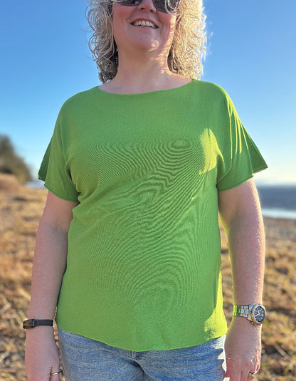 short sleeve green viscose blend summer sweater