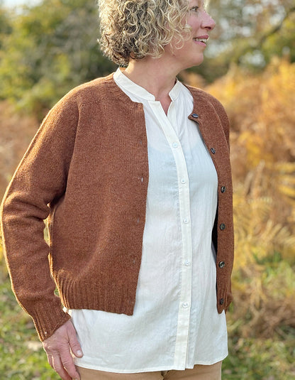 Harley Lambswool Short Cardigan in Sienna