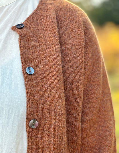 Harley Lambswool Short Cardigan in Sienna