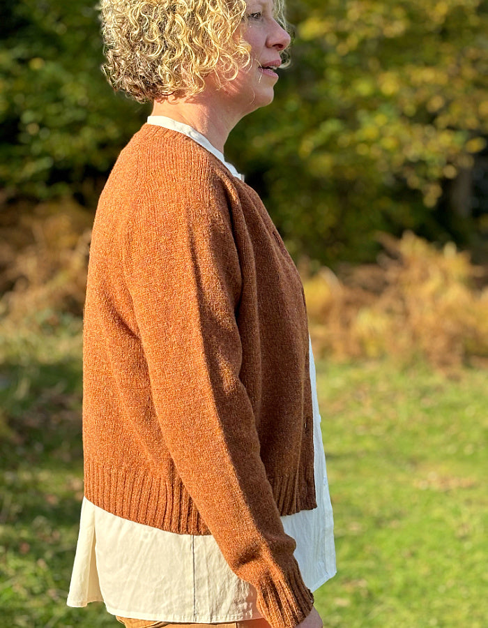 Harley Lambswool Short Cardigan in Sienna