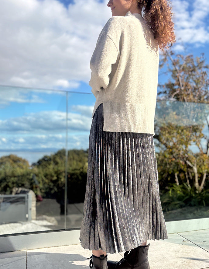 Pomodoro Metallic Pleated Skirt