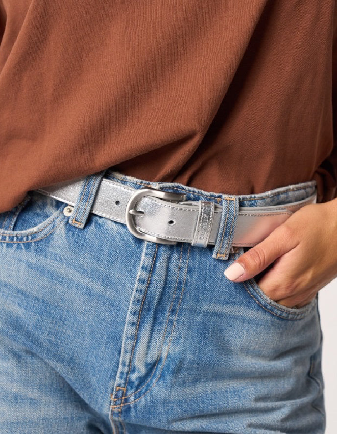 Billy Belt Leather Belt in Silver