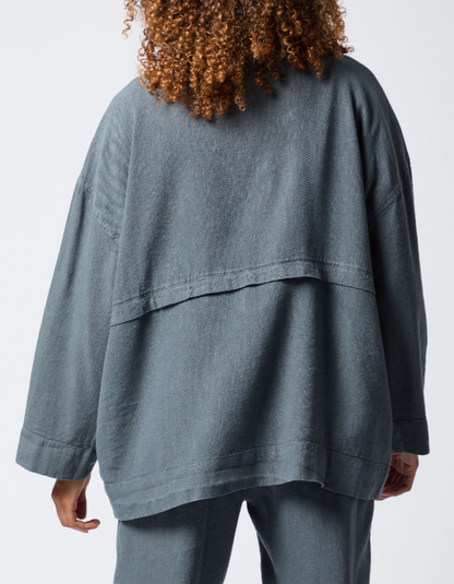 Sahara Twisted Linen Relaxed Jacket in Smoke