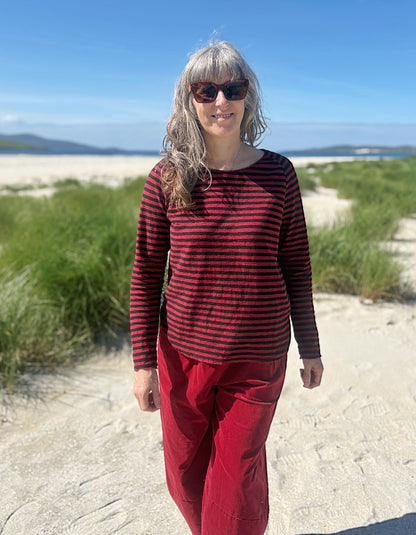 Cut Loose Sporty Top in Maraschino Stripes