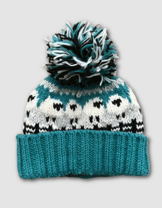 From the Source Spring Sheep Bobble Hat in Aqua