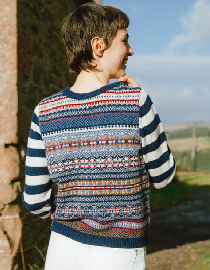 Eribe Stobo Fair Isle Reversible Jumper in Navy Reflection