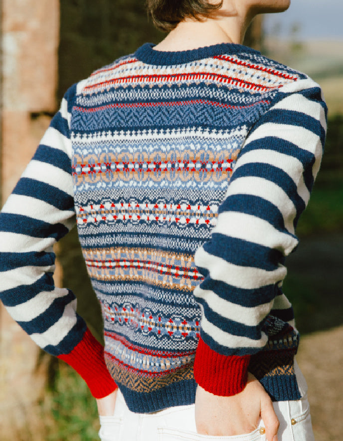 Eribe Stobo Fair Isle Reversible Jumper in Navy Reflection