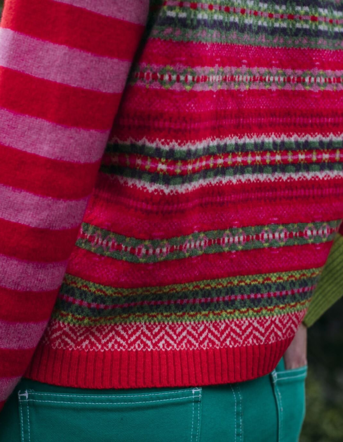 Eribe Stobo Reversible Fair Isle Sweater in Rosa
