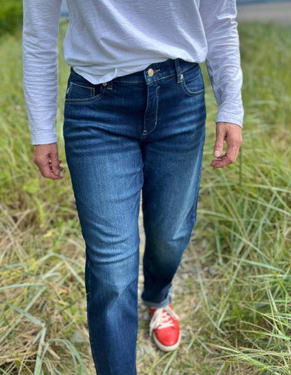 authentic vintage blue washed straight leg jeans