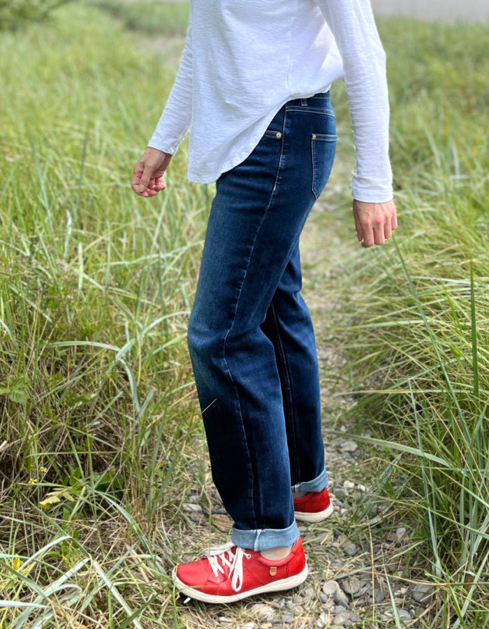 authentic vintage blue washed straight leg jeans