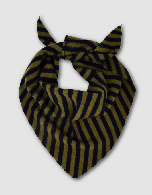 Scarlet Neckerchief in Olive Stripe