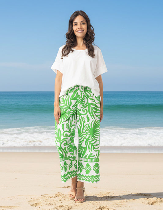 Orientique Suriname Green Cotton Trousers