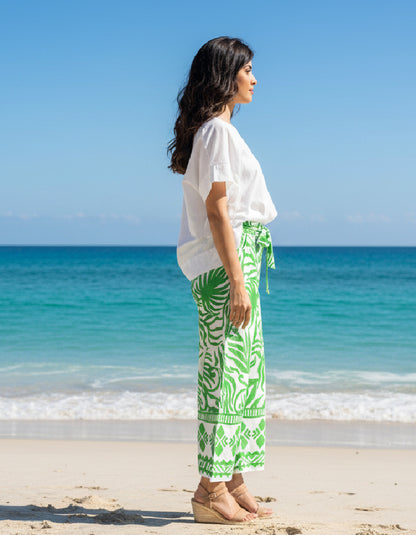 Orientique Suriname Green Cotton Trousers