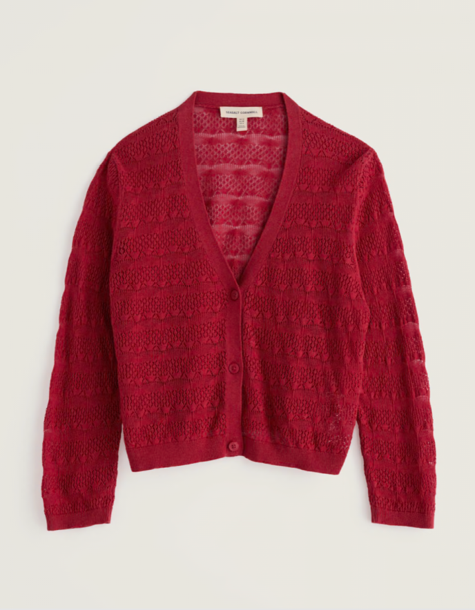 red cotton lace cotton cardigan