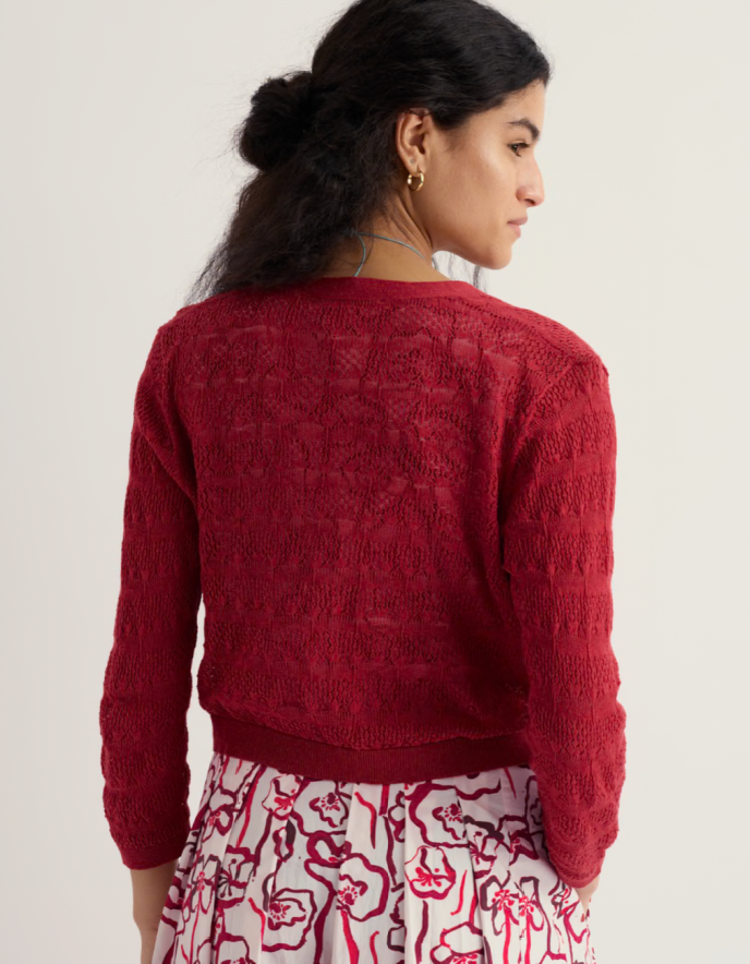 red cotton lace cotton cardigan