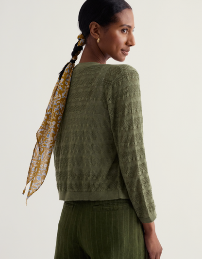 green cotton lace cardigan