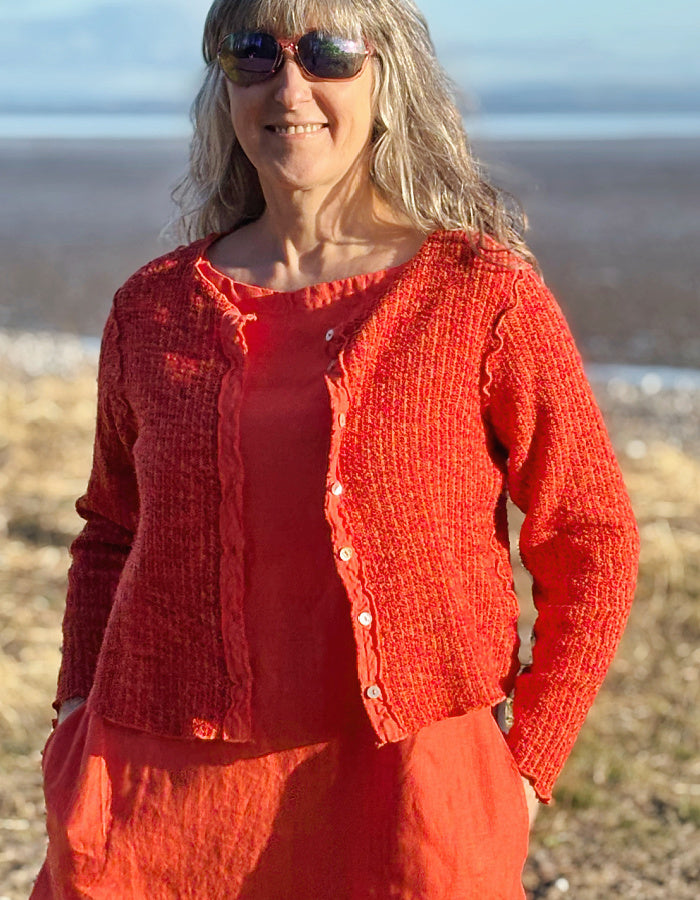 cropped orange cotton summer cardigan