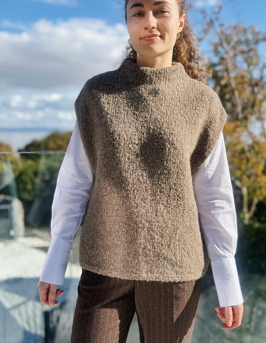 Milano Turtle Neck Tank Top in Mink