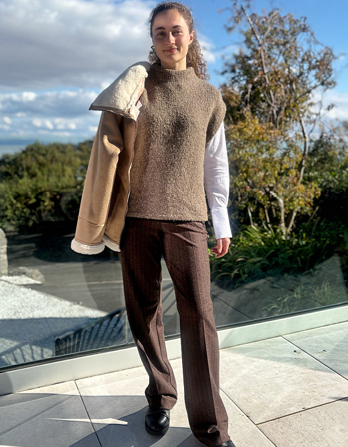 Milano Turtle Neck Tank Top in Mink