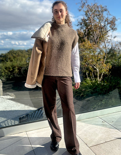 Milano Turtle Neck Tank Top in Mink