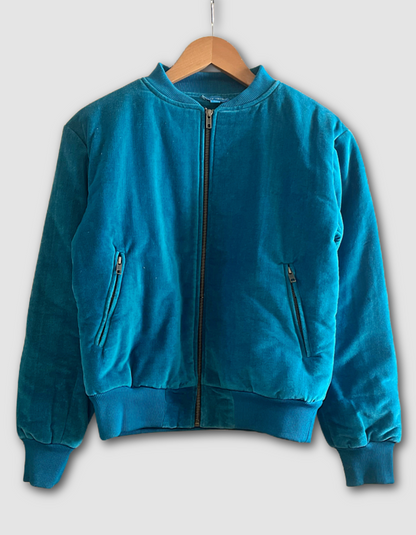 teal velvet bomber jacket