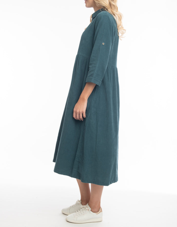 Orientique Needlecord Shirt Dress in Mediterranean