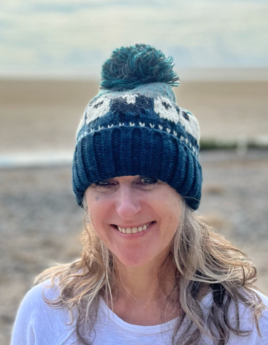 From the Source Sheep Bobble Hat in Teal