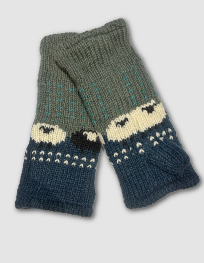 From the Source Sheep Wrist Warmers in Teal