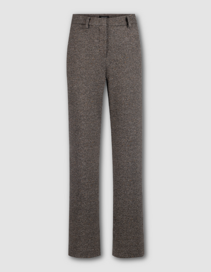 wide leg straight fit pull on trouser in tweed effect brown