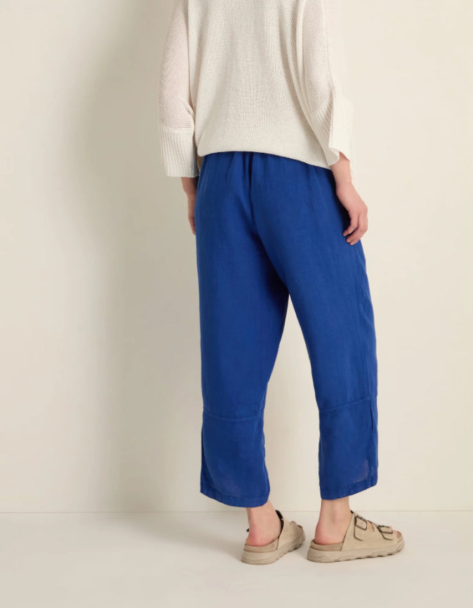 cobalt blue 7/8th bubble shaped linen trousers