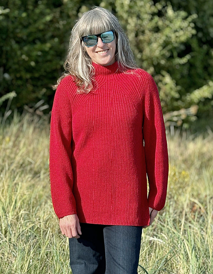 Dunque Ribbed Tunic Jumper in Winter Red