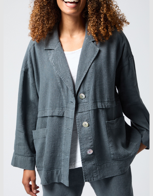 Sahara Twisted Linen Relaxed Jacket in Smoke