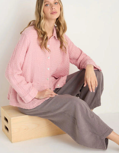 taupe linen lantern shaped trousers