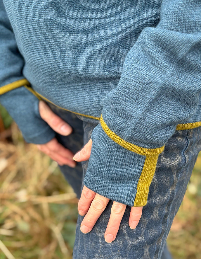 Ochre Cashmere Blend Two Tone Wrist Warmers