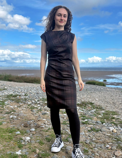 Foil Under Wraps Dress in Chocolate Check