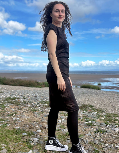 Foil Under Wraps Dress in Chocolate Check