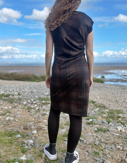 Foil Under Wraps Dress in Chocolate Check