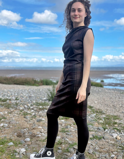 Foil Under Wraps Dress in Chocolate Check