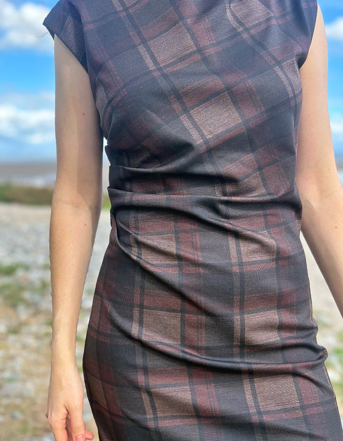 Foil Under Wraps Dress in Chocolate Check