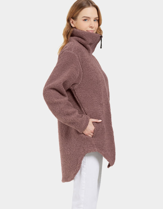 Didriksons Umi Sherpa Full Zip in Faded Wine