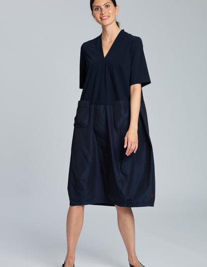 Vetono Taffeta Bubble Dress in Midnight