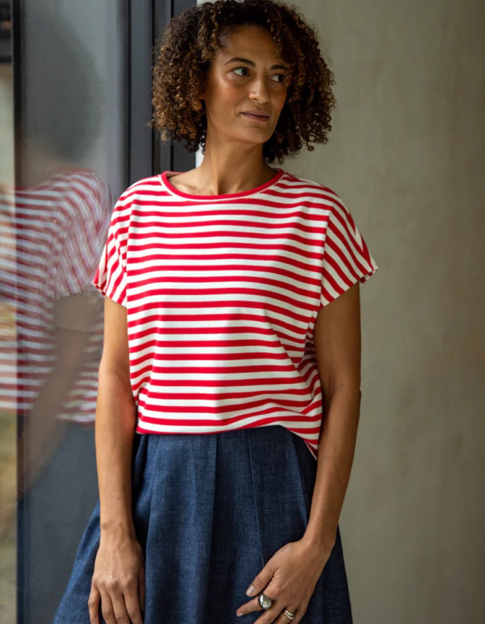 Chalk Wei Stripe Tank Top in Red Ecru