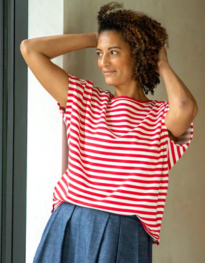 Chalk Wei Stripe Tank Top in Red Ecru