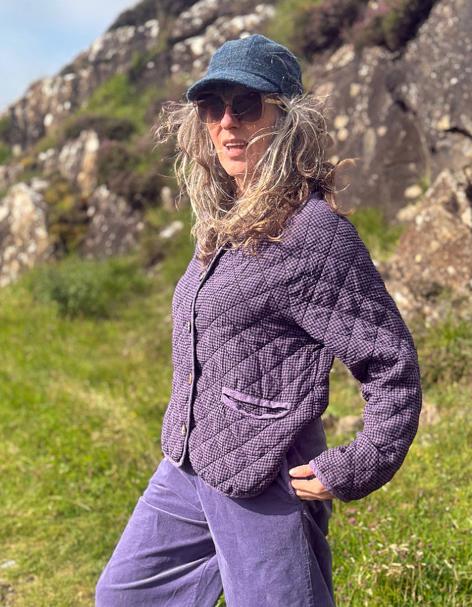 Cut Loose Quilted Mini Check Jacket in Whisper