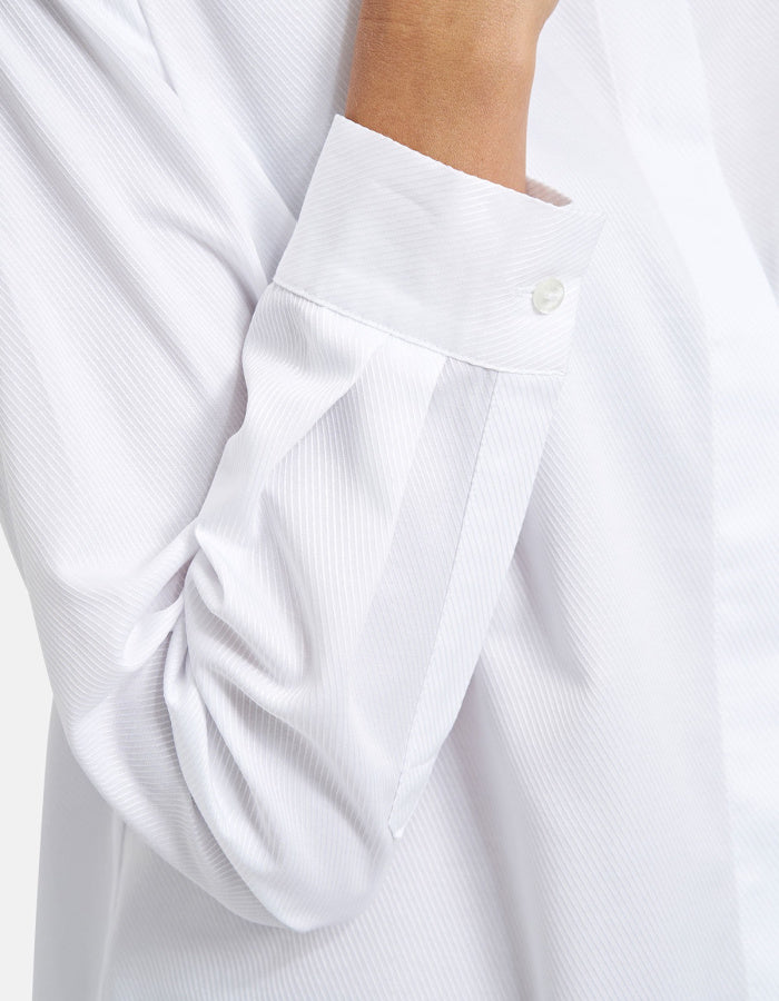 classic white shirt with button down front and collar