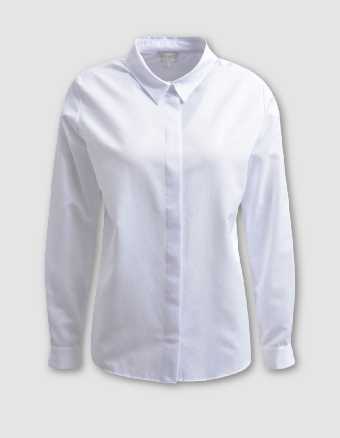 classic white shirt with button down front and collar