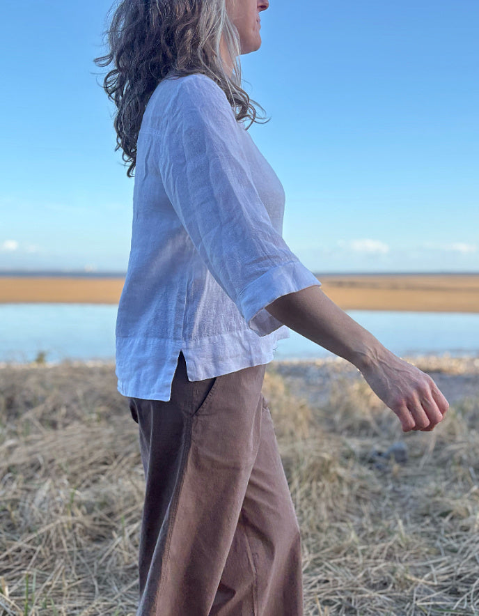 Yellow Label White Linen Boxy Top