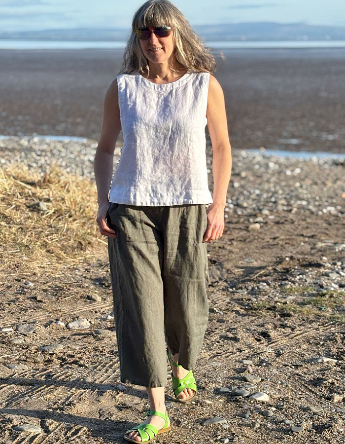 white linen tank  top